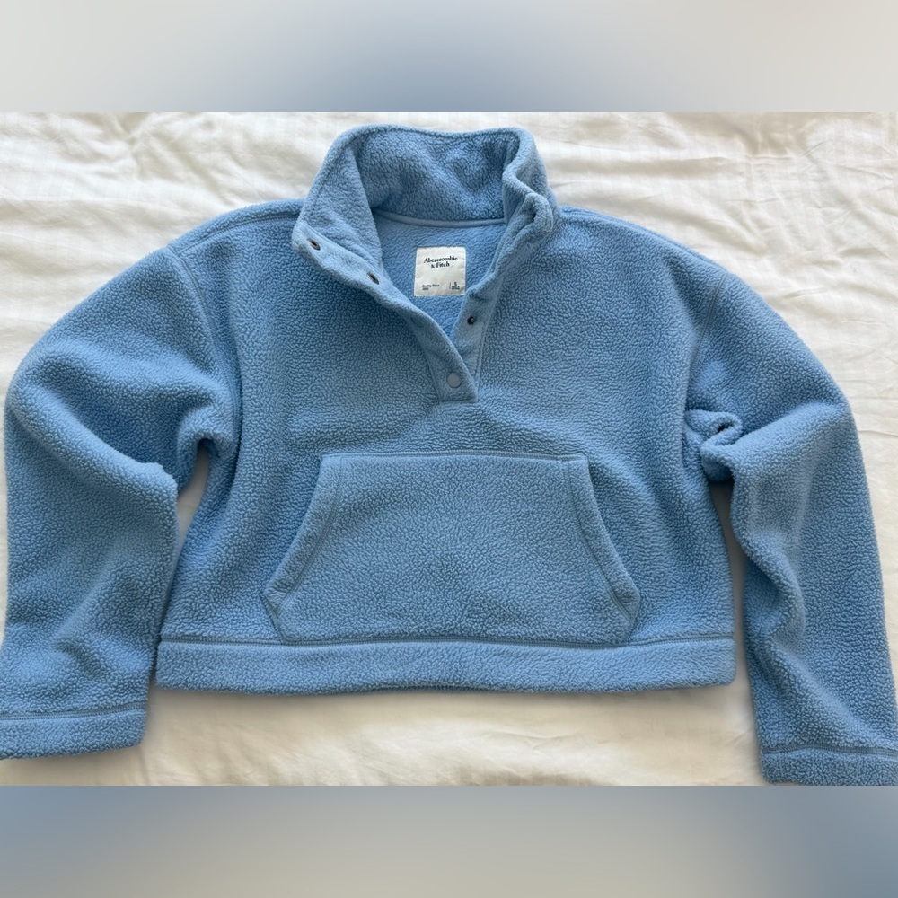 Abercrombie & Fitch Women's Half-Snap Blue Fleece Teddy Jacket